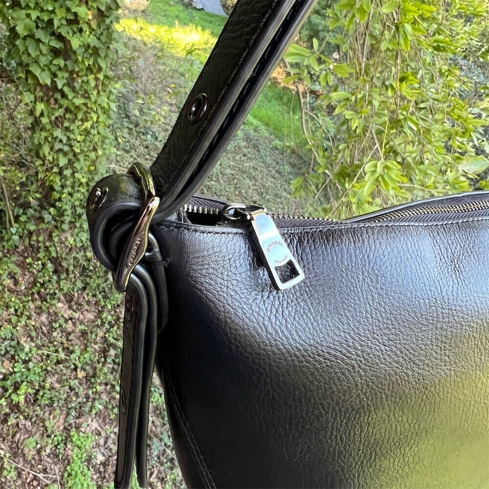 VINTAGE COACH Black Leather Small Dufflette Shoulder Bag 21377 AUTHENTIC - Picture 6 of 10